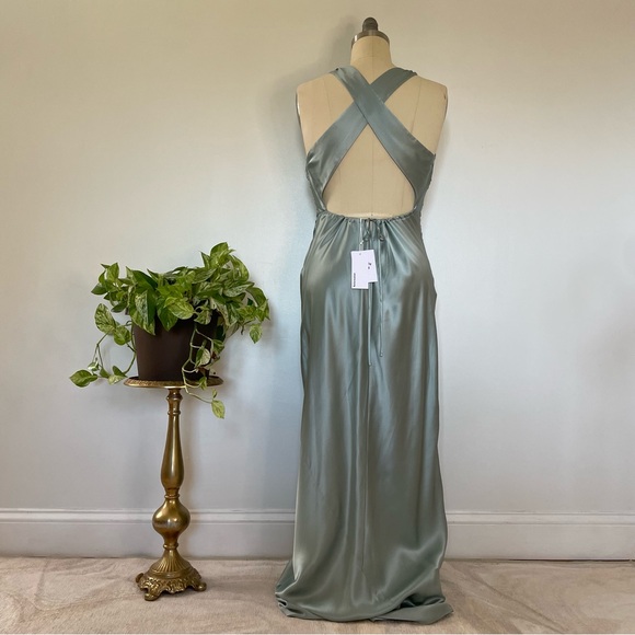 Reformation Anaiis Silk Dress in Aquamarine - Picture 8 of 11
